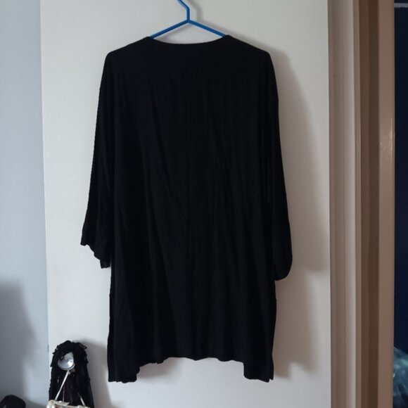 KALIYANA Black Linen Blend Asymmetric Tunic 2 XL - Picture 2 of 3